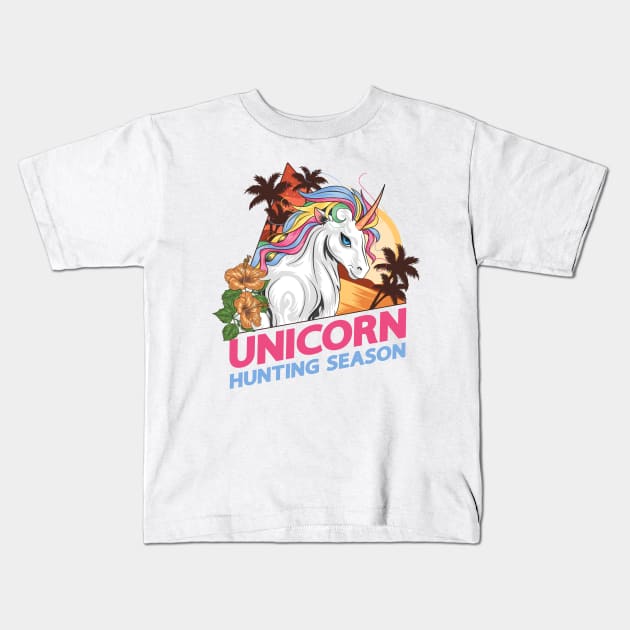 Unicorn Hunting Season Kids T-Shirt by Cosmo Gazoo